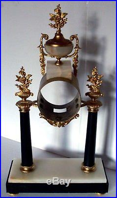19ème Siè, splendide corps de pendule en bronze, horloge à colonnes en marbre
