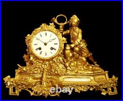19ème, avec Mouvement à Fil, Chérubin Chasseur 19 cms, Pendule fonctionne, sonne