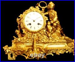 19ème, avec Mouvement à Fil, Chérubin Chasseur 19 cms, Pendule fonctionne, sonne