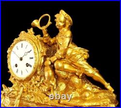 19ème, avec Mouvement à Fil, Chérubin Chasseur 19 cms, Pendule fonctionne, sonne