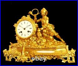 19ème, avec Mouvement à Fil, Chérubin Chasseur 19 cms, Pendule fonctionne, sonne