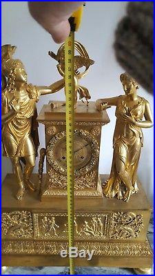 60cm Très Grande Pendule bronze ciselé doré époque EMPIRE mouvement révisé