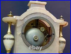 A 19ème belle horloge Pendule à colonnes 32cm Albâtre époque Louis Philippe