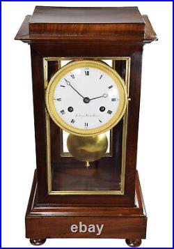 ACAJOU CAGE Kaminuhr Empire clock bronze horloge antique pendule uhren