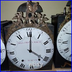 ANCIEN MECANISME MOUVEMENT HORLOGE COMTOISE XVIII éme TRES RARE MOTIF ANCIEN MECANISME MOUVEMENT HORLOGE COMTOISE XVIII éme TRES RARE MOTIF