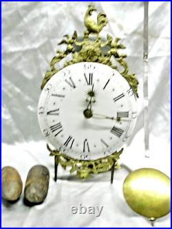 ANCIENNE HORLOGE LANTERNE 18 ème SONNERIE 2 MARTEAUX PENDULE CAGE PENDULUM CLOCK