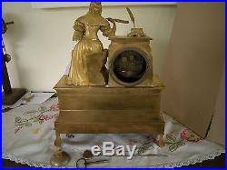 ANCIENNE PENDULE, A POSER, EMPIRE, RESTAURATION, EN BRONZE ET LAITON, 19e