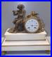 ANCIENNE-PENDULE-A-POSER-MARBRE-BLANC-SUJET-BRONZE-XIXe-jus-de-grenier-D-01-gt