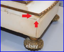 -ANCIENNE PENDULE A POSER MARBRE BLANC SUJET BRONZE XIXe jus de grenier D