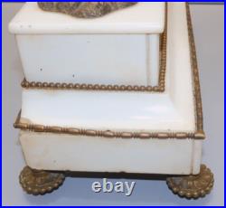 -ANCIENNE PENDULE A POSER MARBRE BLANC SUJET BRONZE XIXe jus de grenier D