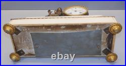 -ANCIENNE PENDULE A POSER MARBRE BLANC SUJET BRONZE XIXe jus de grenier D