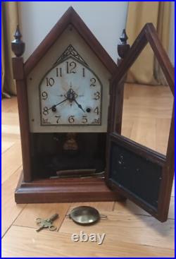 ANCIENNE PENDULE BOIS AMERICAINE NEW YORK TYPE STEEPLE CLOCK (Seth Thomas)