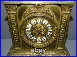 -ANCIENNE PENDULE BRONZE XIXe NAPOLEON III TETE DE LION PIEDS GRIFFES D