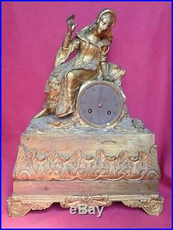 Ancienne Pendule Empire Bronze Dore Antik Uhren Mantel Clock Reloje Pendola