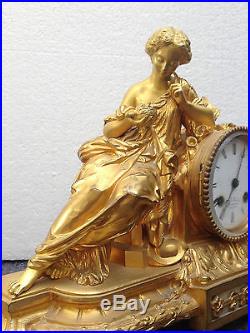 Ancienne Pendule Epoque Napoleon III Bronze Doré Old Clock Pendule No Regule