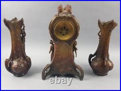 ANCIENNE PENDULE regule GARNITURE DE CHEMINEE DLG Mucha art nouveau femme fleur ANCIENNE PENDULE regule GARNITURE DE CHEMINEE DLG Mucha art nouveau femme fleur