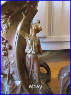 ANCIENNE PENDULE regule GARNITURE DE CHEMINEE DLG Mucha art nouveau femme fleur ANCIENNE PENDULE regule GARNITURE DE CHEMINEE DLG Mucha art nouveau femme fleur