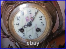 ANCIENNE PENDULE regule GARNITURE DE CHEMINEE DLG Mucha art nouveau femme fleur ANCIENNE PENDULE regule GARNITURE DE CHEMINEE DLG Mucha art nouveau femme fleur