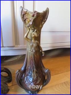 ANCIENNE PENDULE regule GARNITURE DE CHEMINEE DLG Mucha art nouveau femme fleur ANCIENNE PENDULE regule GARNITURE DE CHEMINEE DLG Mucha art nouveau femme fleur
