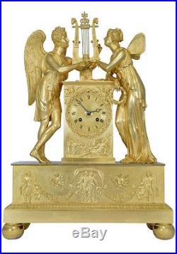 Amour et Psyché. Kaminuhr Empire clock bronze horloge antique cartel pendule