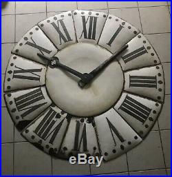 Ancien Cadran horloge Clocher déglise Plaque Émaillée Ø 1m45. Design, loft
