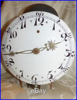 Ancien Mouvement d'Horloge Comtoise Cadran en Faience Porcelaine Pont Farcy