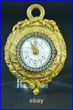 Ancien cartel d'alcove bronze doré Louis XVI émail pendule antique clock