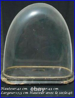Ancien grand globe de pendule Napoléon III, mariée, verre soufflé. Très bon état