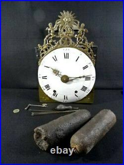 Ancien mécanisme horloge de parquet fin XVIIIé deux marteaux