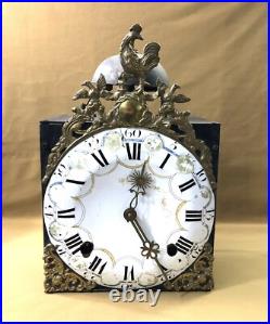 Ancien mouvement / mécanisme d'horloge comtoise XVIII 18ème fronton coq aigles