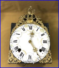 Ancien mouvement / mécanisme d'horloge comtoise XVIII 18ème fronton coq aigles