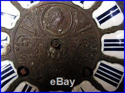 Ancien mouvement pendule horloge comtoise d'epoque louis XIV personnage couronne