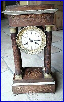Ancienne Grande Pendule Portique Colonne Charle X/horloge/a Restaurer Vincenti