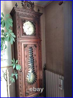 Ancienne Horloge Comtoise Bretonne 19 Eme Hauteur 2m24