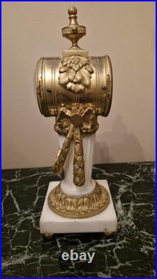 Ancienne Horloge De Bureau De Style Louis XVI En Bronze Et Marbre