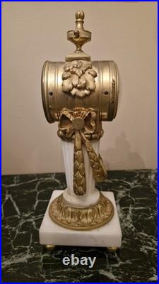 Ancienne Horloge De Bureau De Style Louis XVI En Bronze Et Marbre