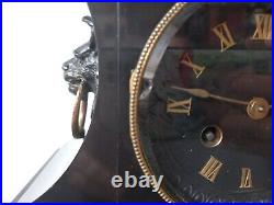 Ancienne Horloge Pendule 19eme Noire Napoleon Tetes Lion G. Philippe Palais Royal