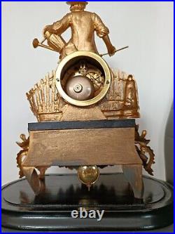 Ancienne Horloge Pendule sous globe. Mécanisme XIX ÈME