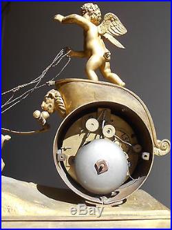 Ancienne Pendule Char Bronze s. PONS a St. Nicolas Antique Ormolu French Clock