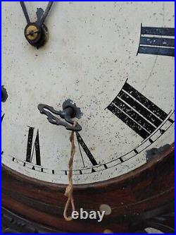 Ancienne Pendule Comtoise Horloge Bois Et Nacre Anglaise Antique