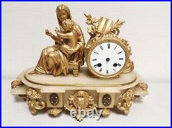Ancienne Pendule Horloge MARTI en Albatre HERSANT 1871