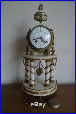 Ancienne Pendule Horloge Marbre Bronze St Louis XVI Fin XIX