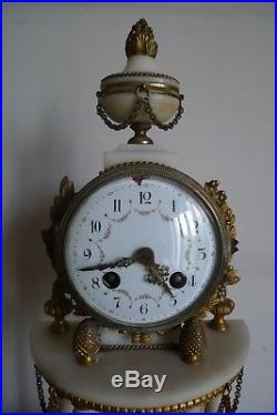 Ancienne Pendule Horloge Marbre Bronze St Louis XVI Fin XIX