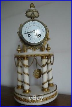 Ancienne Pendule Horloge Marbre Bronze St Louis XVI Fin XIX