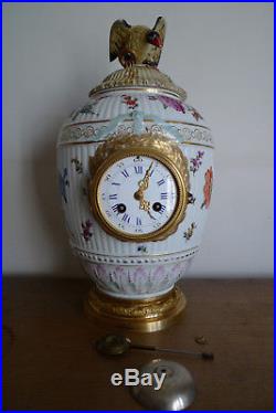 Ancienne Pendule Horloge Porcelaine De Kpm Berlin Vincenti Cie 1855 Deckelvase