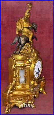 Ancienne Pendule Horloge Sculpture Statue XIX