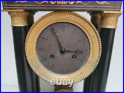 Ancienne Pendule Horloge à colonne, Marqueterie Charles X, mouvement PONS