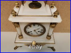 Ancienne Pendule Horloge mécanique JAPY et ses 2 bougeoirs chandeliers