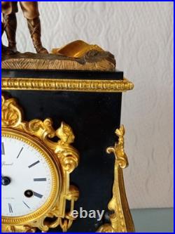 Ancienne Pendule Marbre Et Bronze Dore A Fil Louis Philippe French Antique
