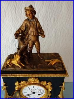 Ancienne Pendule Marbre Et Bronze Dore A Fil Louis Philippe French Antique